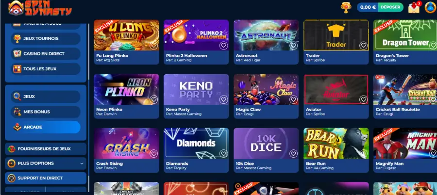 Mini jeux Spin Dynasty